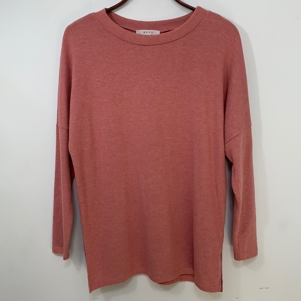 Gaze | Dusty Rose Long Sleeve Round Neck Pullover Oversized Sweater Small